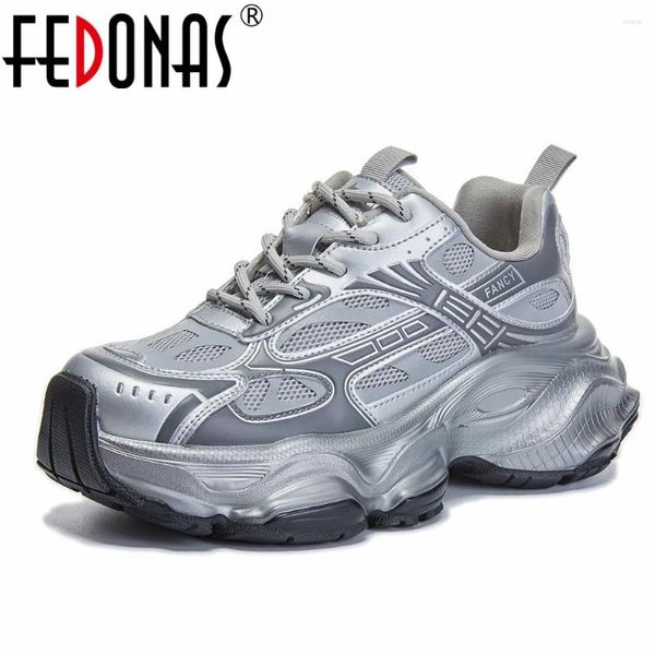 Chaussures décontractées FEDONAS mode baskets en cuir véritable plates-formes hautes Punk femmes à lacets Sport femme printemps été