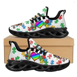Chaussures décontractées féminines autistique coloré sensibilisation imprime