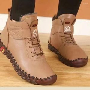 Casual schoenen vrouwelijk dames korte bodem leer harige orthopedische winter waterdichte waterdichte oudere moeders moeders rundvlees pees zool