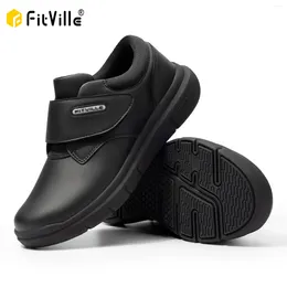 Chaussures décontractées fitville en cuir diabétique pour hommes extra large marche pour les orteils orthopédiques