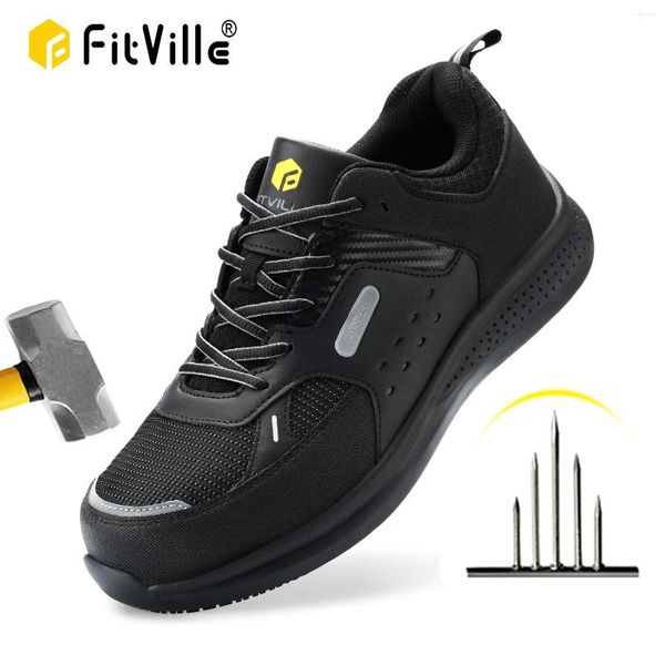 Chaussures décontractées Fitville Extra large Travail Anti-slip Toe robuste respirant pour les pieds gonflés mâles arc soulagement soulagement de la douleur