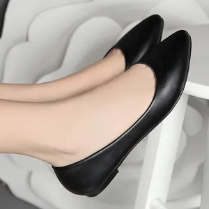 Chaussures décontractées chaussures plates single femelle noire peu profonde bouche travail confortable sans glissement