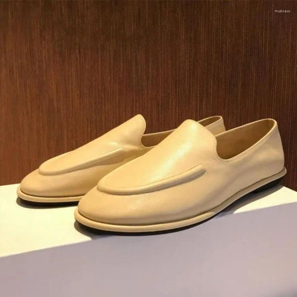 Mocassins en cuir véritable pour femmes, chaussures décontractées, plates, à enfiler, Mules, marche d'été, souples, 2024