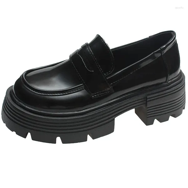 Zapatos informales Flat Women College Cuero Plataforma de cuero de alta calidad chicas de escuela JK uniforme grueso