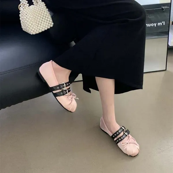 Chaussures décontractées plates femmes mocassins pour femmes ballerines dames Satin soie ballerines bout rond bande élastique doux Zapato Mujer
