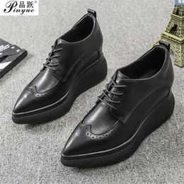 Chaussures décontractées plates richelieu pour femmes à lacets Creepers Muffins plate-forme femme cuir Oxford noir taille 39