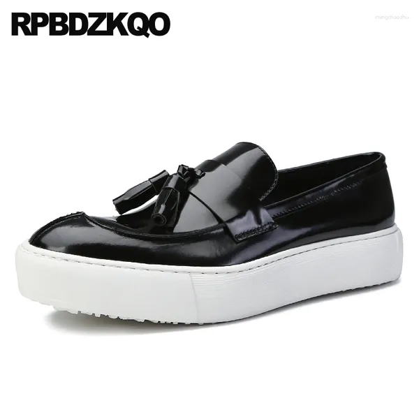 Zapatos casuales Pisas Slip On Fringe Patent Leather Bassel Paparers Platform Foear Rosadoras Ligerosas enredaderas Altas Suelas Muffin de vaca gruesa