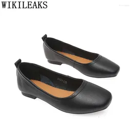 Casual schoenen Flats vrouwen dames loafers comfortabel vierkante top echt leer niet-slip zapatos de mujer buty