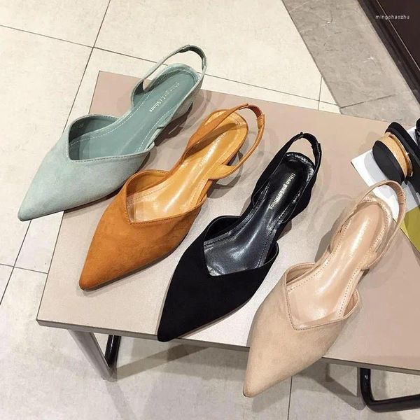 Chaussures décontractées troupeau bande élastique Sandales femmes couverture orteil Slingback Sandalias Mujer 2024 pointu bas bois sabot talons Sandales dames