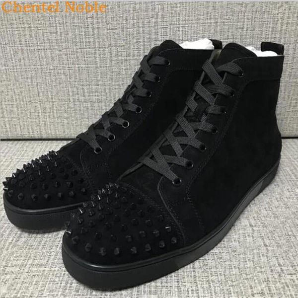 Chaussures décontractées troupeau en cuir pointes hommes appartements semelles décontractées sneaker lacet-up noir couleur haut haut respirant tenis masculino