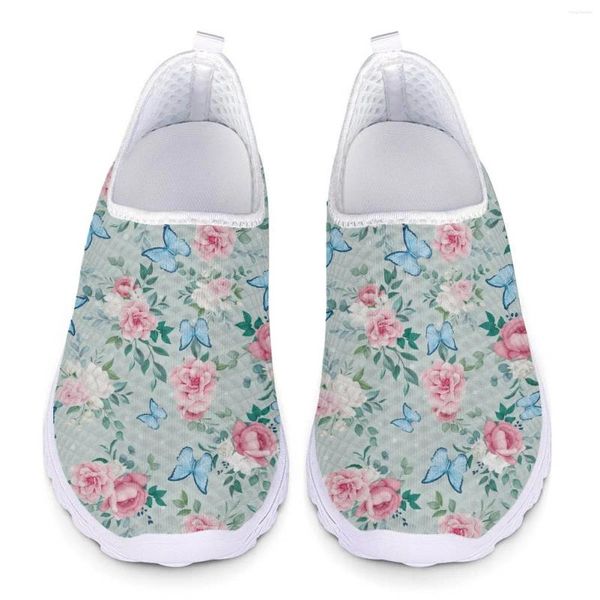 Chaussures décontractées Fleur 3D Floral Imprime d'été Femme plate Pouris de penny Femmes Femmes Mesh Slip on Flats Sneaker Ladies Sneakers