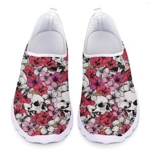 Zapatos informales Flower Skull Impresión Mujer Penny Lofea Mujeres corriendo zapatillas de deporte se deslizan en pisos de malla femenina playa de verano