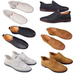 Vrijetijdsschoenen voor heren lente nieuwe trend veelzijdige online schoenen voor heren antislip zachte zool ademende leren schoenen bruin wit goed 39