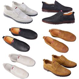 Vrijetijdsschoenen voor heren lente nieuwe trend veelzijdige online schoenen voor heren antislip zachte zool ademende leren schoenen bruin wit zwart goed 39