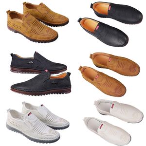 Casual schoenen voor heren lente nieuwe trend veelzijdige online schoenen voor heren antislip zachte zool ademende leren schoenen zwart 39