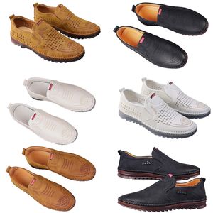 Casual schoenen voor heren lente nieuwe trend veelzijdige online schoenen voor heren antislip zachte zool ademende leren schoenen zwart 40