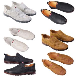 Chaussures décontractées pour hommes printemps nouvelle tendance chaussures en ligne polyvalentes pour hommes chaussures en cuir respirantes à semelle souple antidérapante noir 44