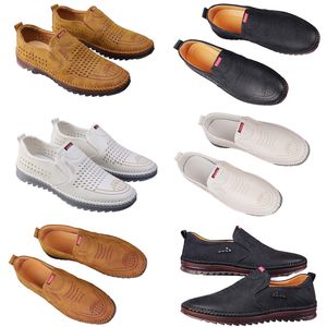 Casual schoenen voor heren lente nieuwe trend veelzijdige online schoenen voor heren antislip zachte zool ademende leren schoenen zwart 41