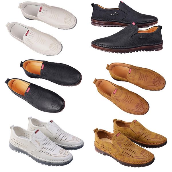 Chaussures décontractées pour hommes printemps nouvelle tendance chaussures en ligne polyvalentes pour hommes chaussures en cuir respirantes à semelle souple antidérapante marron blanc bon