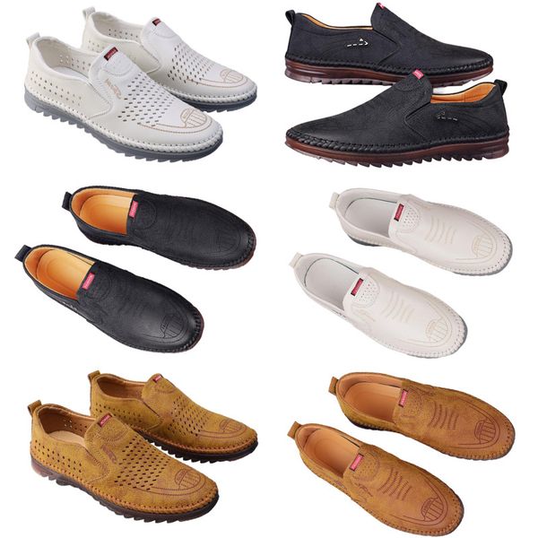 Chaussures décontractées pour hommes printemps nouvelle tendance chaussures en ligne polyvalentes pour hommes chaussures en cuir respirantes à semelle souple antidérapante Marron blanc 39