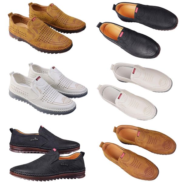 Chaussures décontractées pour hommes printemps nouvelle tendance chaussures en ligne polyvalentes pour hommes chaussures en cuir respirantes à semelle souple antidérapante noir 42