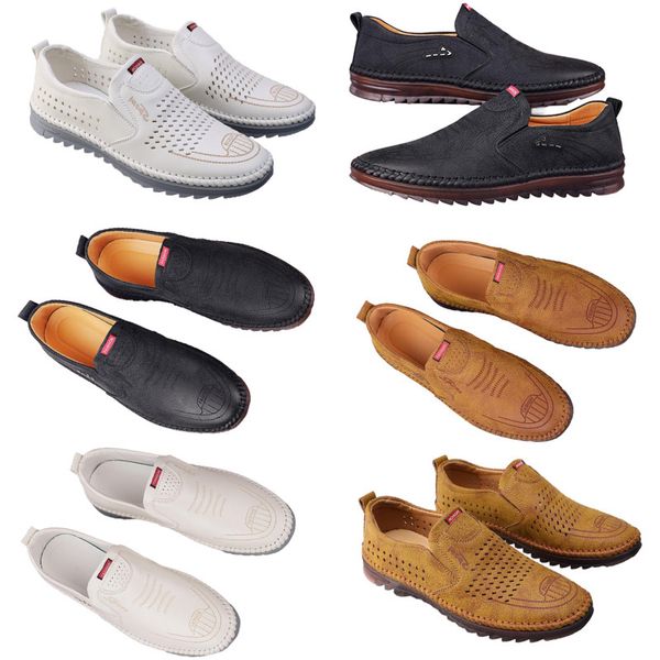 Chaussures décontractées pour hommes printemps nouvelle tendance chaussures en ligne polyvalentes pour hommes chaussures en cuir respirantes à semelle souple antidérapante marron blanc noir beau 43