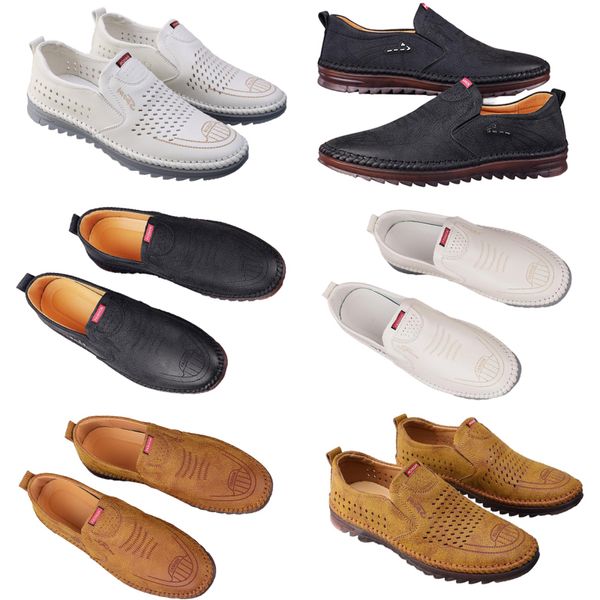 Chaussures décontractées pour hommes printemps nouvelle tendance chaussures en ligne polyvalentes pour hommes chaussures en cuir respirantes à semelle souple antidérapante Marron blanc noir 39