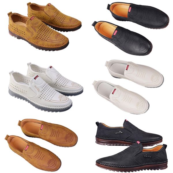 Chaussures décontractées pour hommes printemps nouvelle tendance chaussures en ligne polyvalentes pour hommes chaussures en cuir respirantes à semelle souple antidérapante noir 41