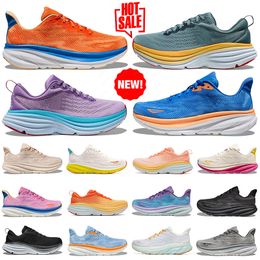 Chaussures décontractées pour hommes Chaussures pour femmes Sneakers Bondi 8 Clifton 9 Triple Black Blanc Ciel côtier vibrant Orange Sunlit Ocean Pink Outdoor Sport Trainers