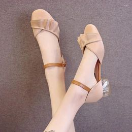 Chaussures décontractées pour le travail de bureau, bout rond, boucles avec talons moyens, sandales d'été pour femmes, offre F, 2024