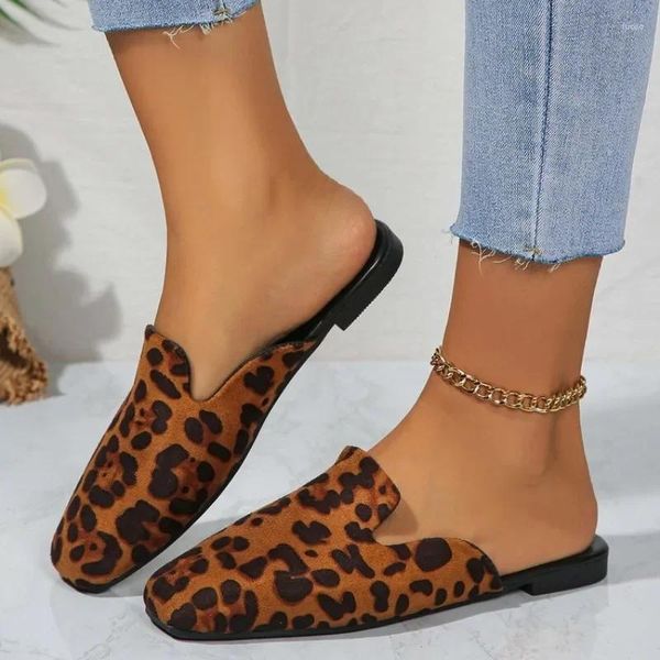 Zapatos casuales para mujeres 2024 Fashions Flats Light Maduring Loquers Flat con leopardo Lamas 35-42