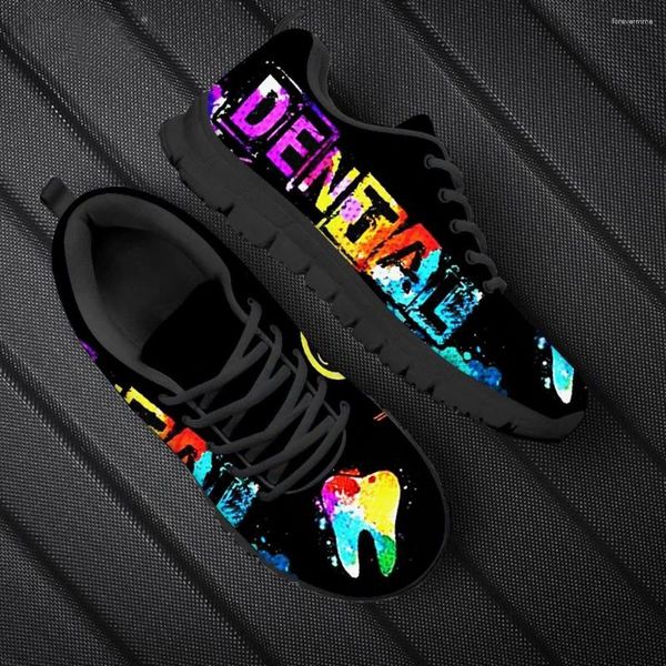 Zapatos informales para mujeres 2024 Hombres Flats Flats lindo dibujos animados Galaxy Dental/Tooth/Dentista 3D Impresión Jogging