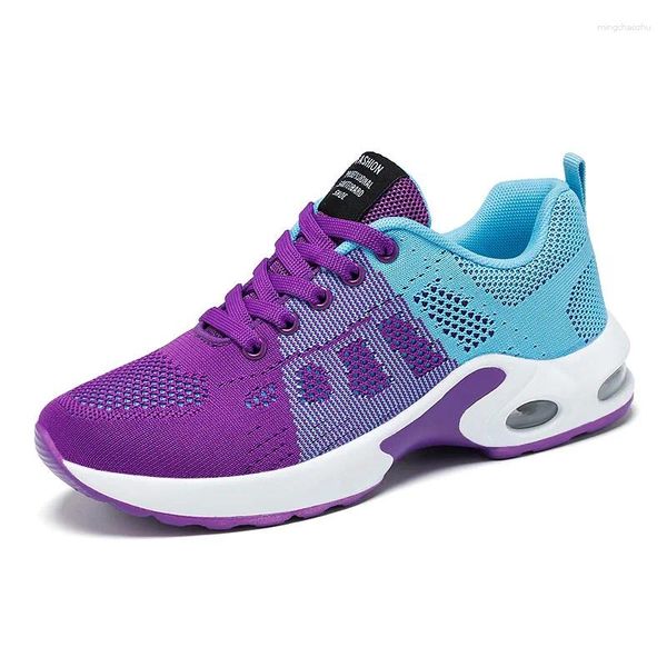 Zapatos informales para mujeres 2024 Aire ligero de mujeres amortiguación de aire Flying Flying Weaving Sports