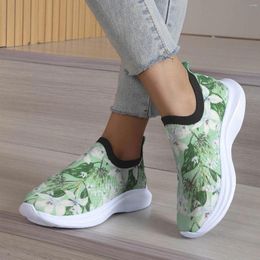 Zapatos casuales para mujer, suela suave, parte inferior plana, sin posicionamiento, Floral, zapatillas de deporte X- V de espuma fresca para mujer