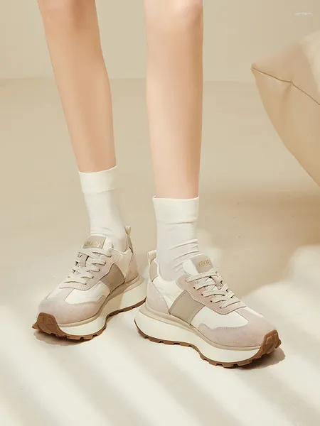Forrest Gump – chaussures décontractées en cuir véritable pour femmes, antidérapantes, semelle épaisse, polyvalentes, sport, papa, Jogging, printemps 2024