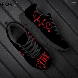 Chaussures décontractées ForUDESIGNES 3D Life Stethoscope Pattern Femmes Lace Up Sneakers Spring / Automne Flats Brand Design Mesdames