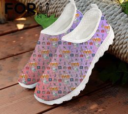 Casual schoenen voorzichten een schattige cartoon zorgzaam patroon slip-on loafers voor vrouwen super licht gaas dames zomer plat schoeisel