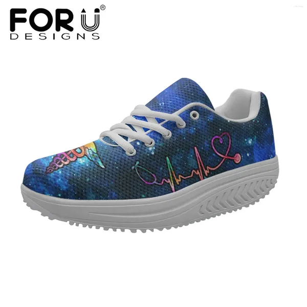 Zapatos casuales forudesigns Ecg Pattern Platform Swing Cuedes Damas de la altura de la primavera/otoño Agaño de la moda Mujeres de la malla de aire de las zapatillas de aire