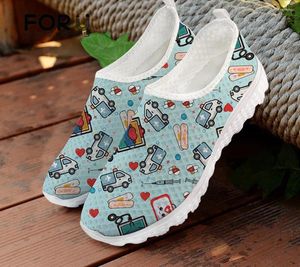 Casual schoenen voorzigelen Signs dames verpleegkundige flats sneakers zomer dames patroon lucht gaas vrouwelijke strandloafers vrouw