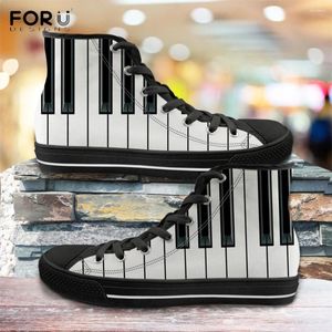 Casual schoenen voor het ontwerp van muzieknoten Piano Keyboard Print High Top Canvas Man Spring/Autumn Vulkanized Sneakers Classic Footwear