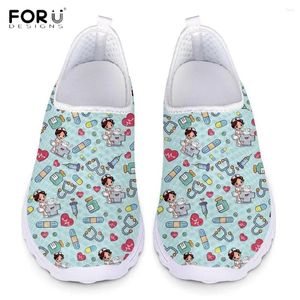 Chaussures décontractées Forudesignens Sketch Cartoon motif Slip on Mesh Sneakers Summer Lady confortable Spring Flats Black