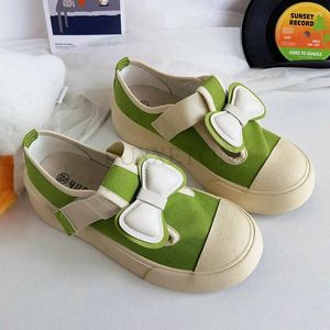 Casual schoenen Franse Mary Jane dames zomer lelijke schattige retro grote hoofd kleine witte canvas dikke zool single