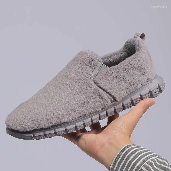 Chaussures décontractées Fujeak ultraléger fausse fourrure chaud coton confort plat extérieur anti-dérapant bottes de neige grande taille mode hommes