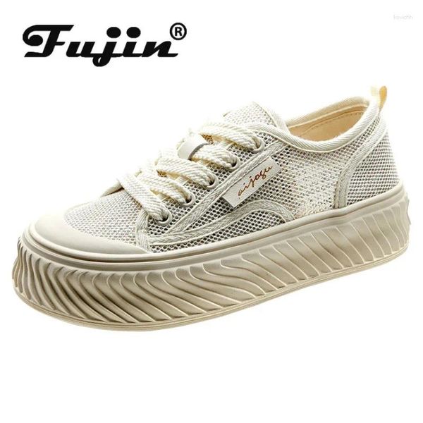 Zapatos casuales Fujin 4cm 2024 Air Mesh Synthetic Platform Sedge Flats Sneaker de zapat