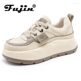 Casual schoenen Fujin 6 cm platform Wedge Sneakers Spring herfst Walking Gesheimde dikke lederen vrouwen zomer supporieve mode