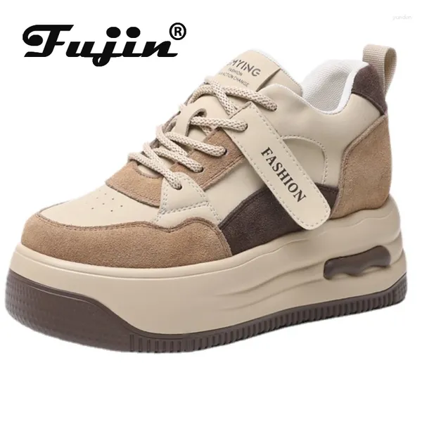 Chaussures décontractées fujin 7cm vache en daim semerines en cuir authentique Fashion Talons cachés cachets de baskets