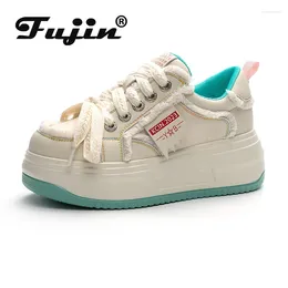 Chaussures décontractées Fujin 7cm Wedge Véritable Cuir Chunky Sneaker Plate-forme Fond épais Confortable Printemps Automne 2024 Bottine Mode Garder