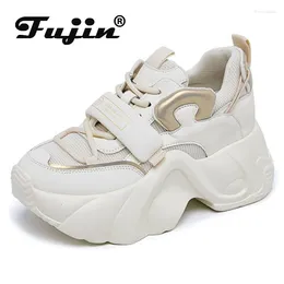 Chaussures décontractées fujin 8cm 2024 Mesh aérien couleur mixte Ins authentique cuir d'été femme papa