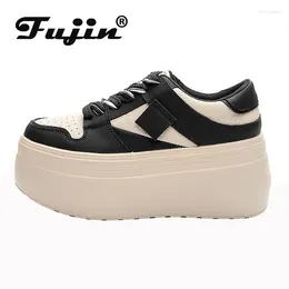 Chaussures décontractées fujin 8cm vache authentique en cuir automne plate-forme de printemps de printemps fesses mode baskets respirantes