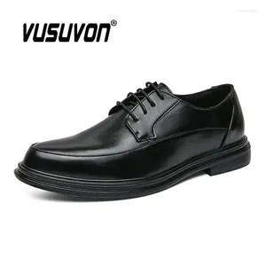 Chaussures décontractées Gentleman Business Formal Leather Boys Robe Fashion Flats Classic Italien Blackl Office Oxford For Men Derby